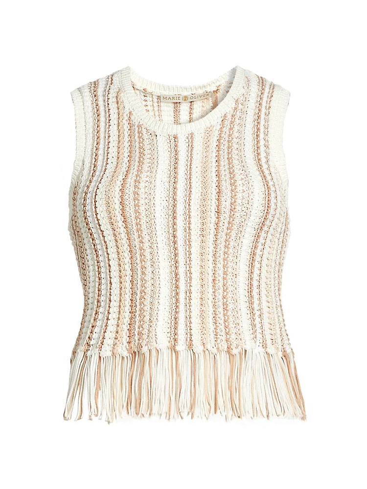 Collins Fringe-Trimmed Knit Tank Top