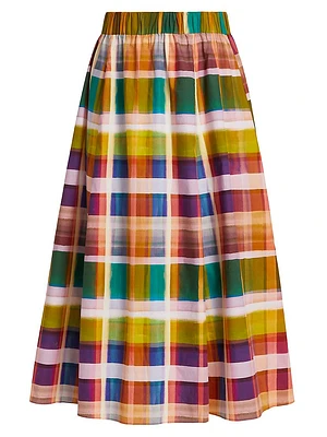 Sasha Plaid Cotton A-Line Skirt