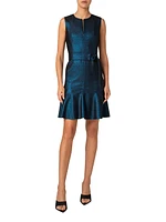 Metallic Denim Belted Minidress