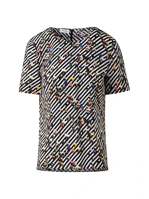 Diagonal Stripe Silk Top