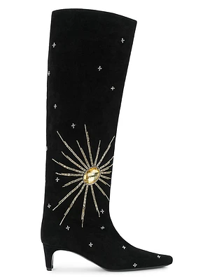 Wally 55MM Crystal-Embellished Suede Boots
