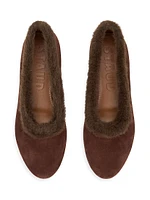 Alba Faux Fur-Trimmed Ballet Flats