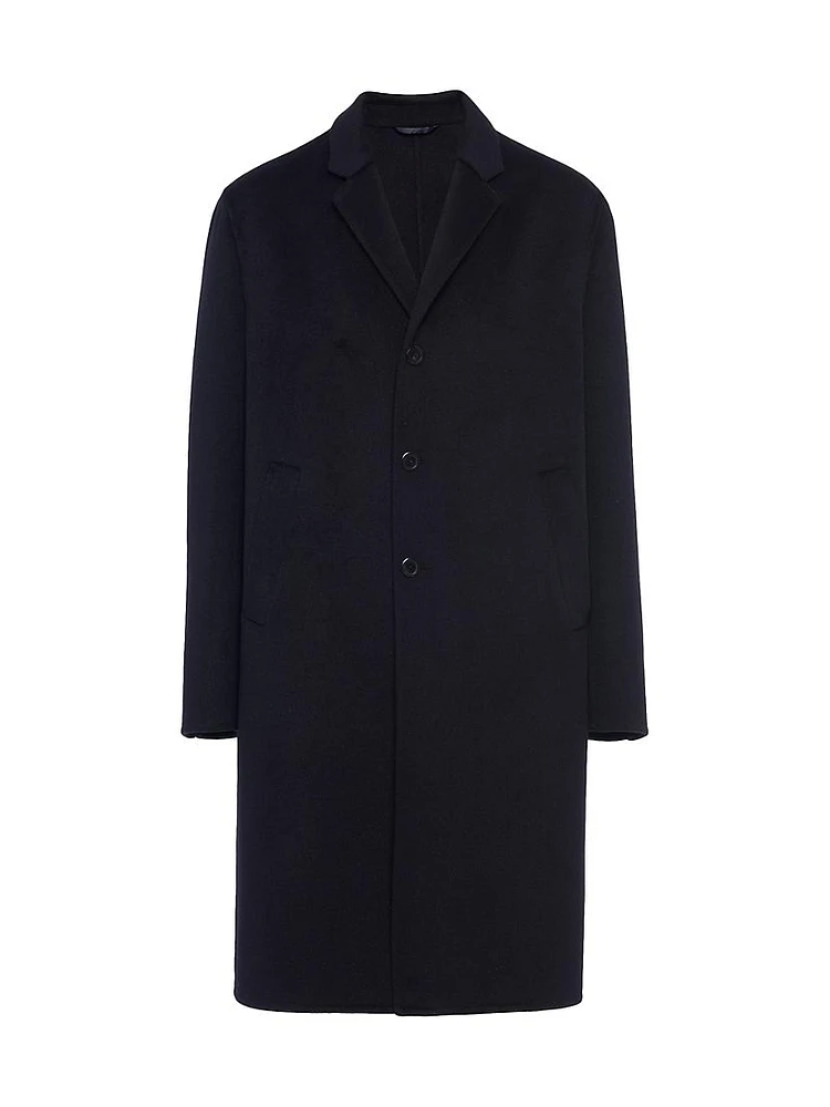 Single-Breasted Wool Blend Coat