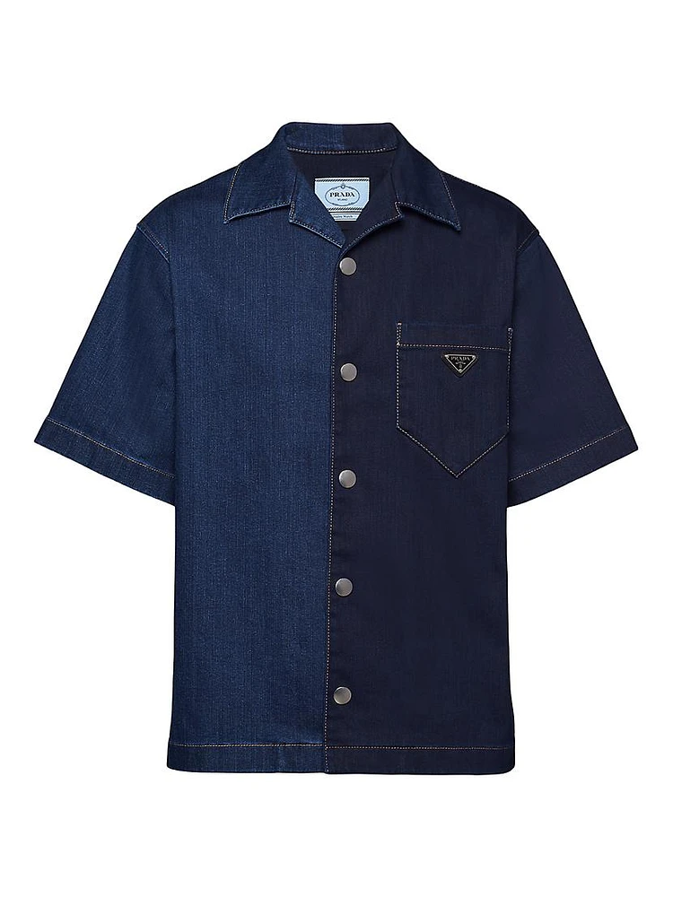 Double Match Washed Denim Shirt