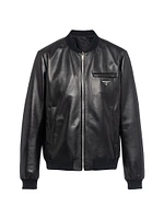 Reversible Nappa Leather and Re-Nylon Bomber Jacket