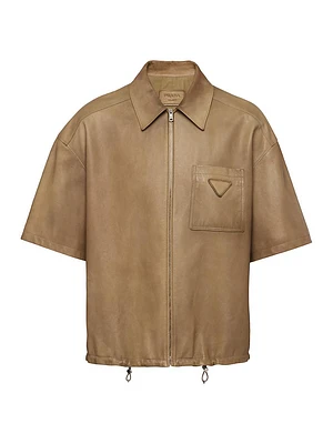 Short-Sleeve Nappa Leather Shirt