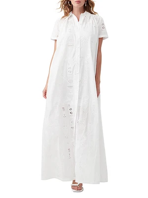 Kon Tiki Embroidered Eyelet Maxi-Dress