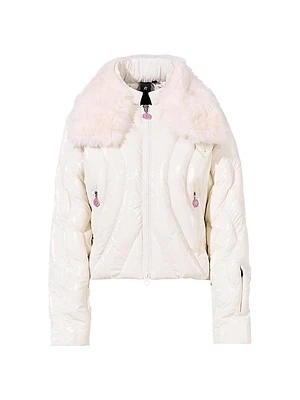 Carving Faux Fur-Trimmed Quilted Zip-Up Jacket