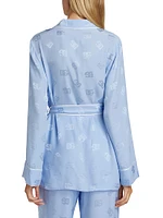 Silk Satin Jacquard DG Logo Pajama Shirt