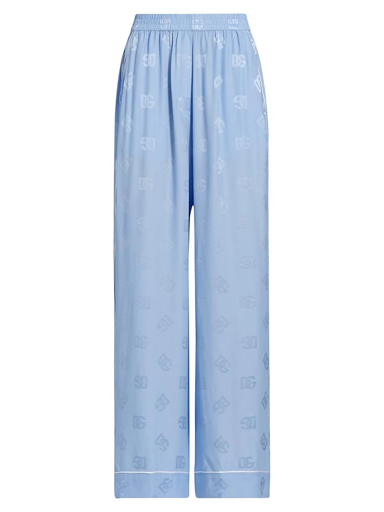 Silk Satin Jacquard DG Logo Pajama Pants