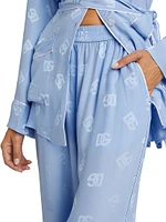 Silk Satin Jacquard DG Logo Pajama Pants