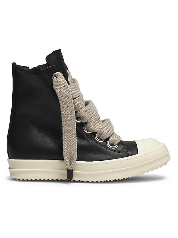 Jumbo Laced Pearl Leather High-Top Sneakers