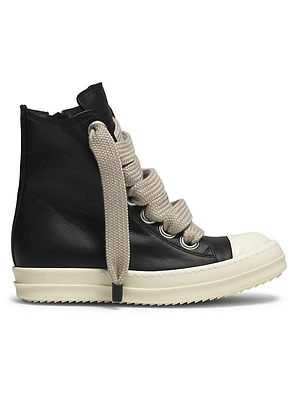 Jumbo Laced Pearl Leather High-Top Sneakers