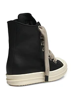 Jumbo Laced Pearl Leather High-Top Sneakers