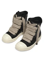 Jumbo Laced Pearl Leather High-Top Sneakers