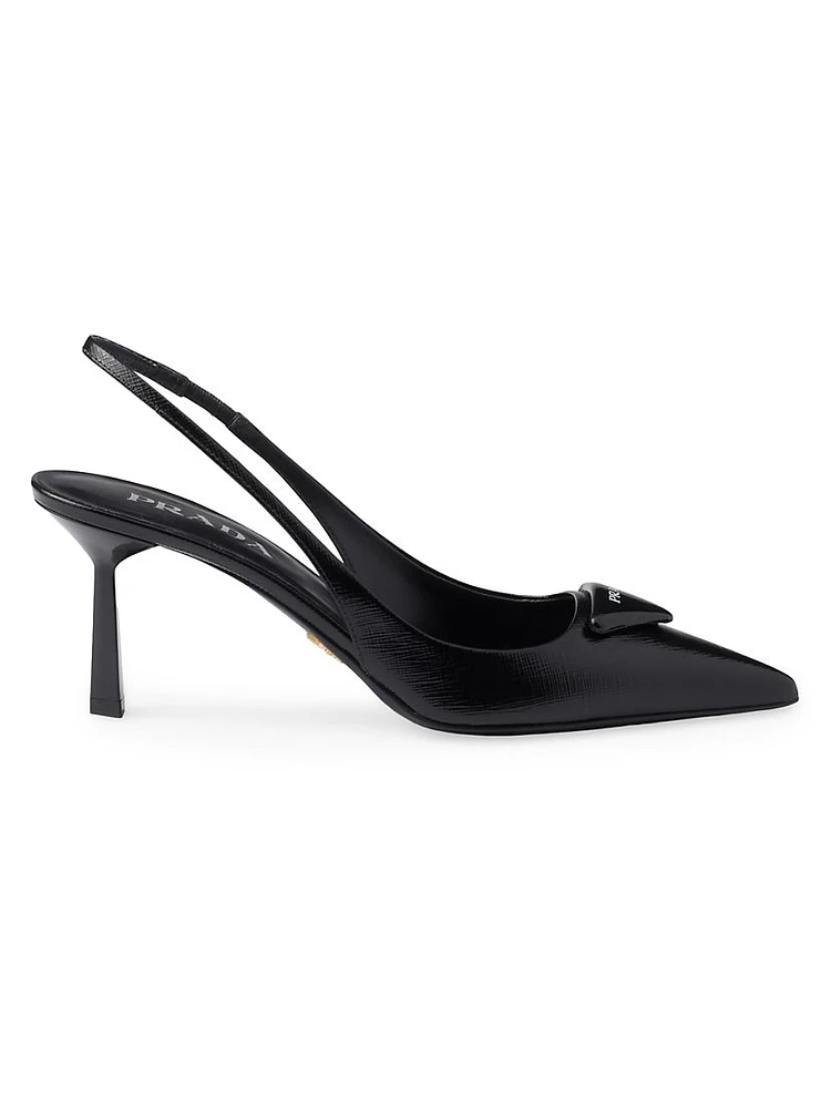 Saffiano Patent Leather Slingback Pumps