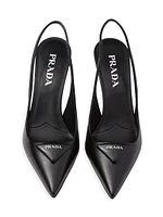 Saffiano Patent Leather Slingback Pumps