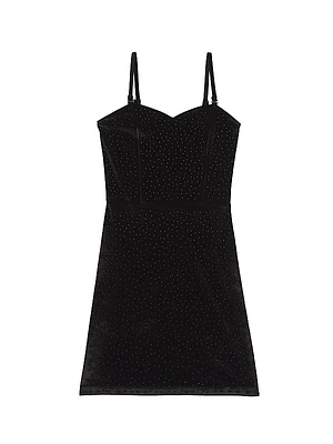 Girl's Serena Velour Sweetheart Studded Dress