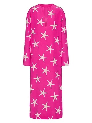 Crepe De Chine Starfish Midi Dress