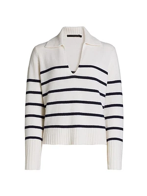 Frances Striped Cashmere Polo Sweater