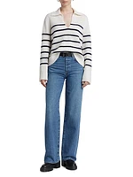 Frances Striped Cashmere Polo Sweater