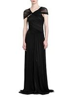 Tulle & Silk-Blend Satin Gown