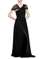 Tulle & Silk-Blend Satin Gown