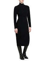 Cashmere-Blend Seamed Knit Dress