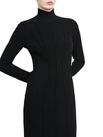 Cashmere-Blend Seamed Knit Dress