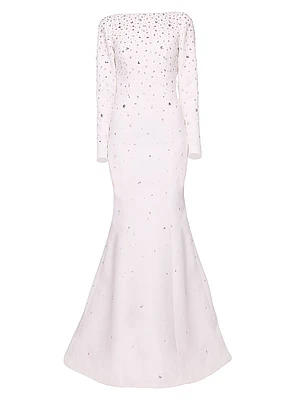 Embellished Crepe Fishtail Gown