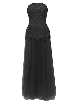 Lace & Tulle Strapless Dress