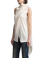 Julie Draped Tieneck Stretch Silk Blouse