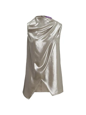 Julie Draped Liquid Foil Sleeveless Blouse