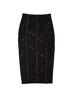 Le Stretch Floral Lace Pencil Skirt