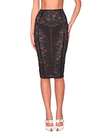 Le Stretch Floral Lace Pencil Skirt