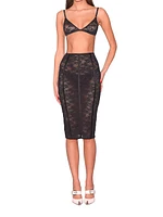 Le Stretch Floral Lace Pencil Skirt