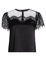 Farren Eyelash Lace Satin Blouse