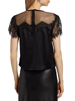 Farren Eyelash Lace Satin Blouse