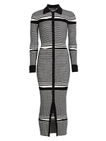 Brixton Striped Rib-Knit Midi-Dress