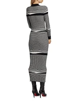 Brixton Striped Rib-Knit Midi-Dress