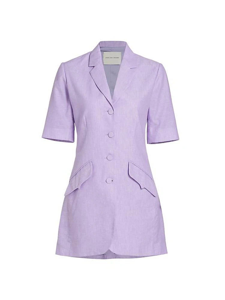 La Coleccionista Perla Linen Short-Sleeve Blazer