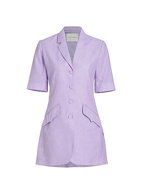 La Coleccionista Perla Linen Short-Sleeve Blazer