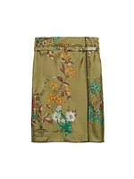 Printed Silk Twill Skirt