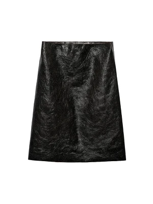 CraqueléLeather Skirt