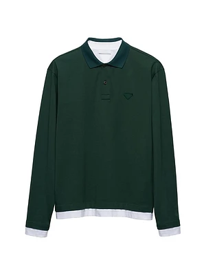 Long Sleeved Cotton Polo Shirt