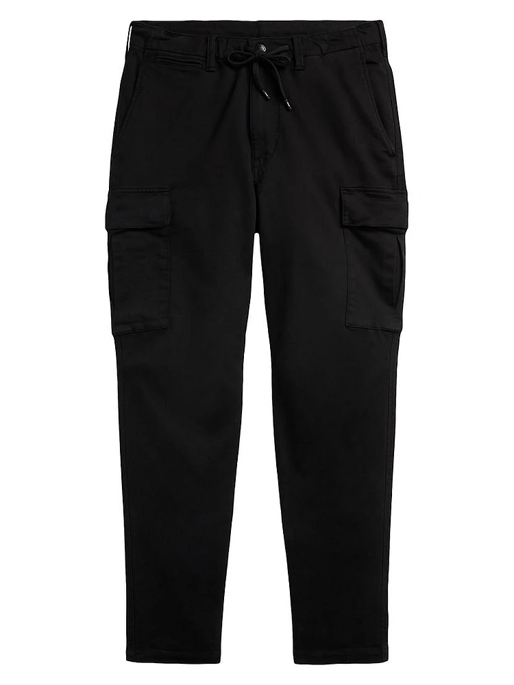 Stretch-Cotton Drawstring Cargo Pants