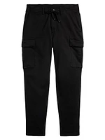 Stretch-Cotton Drawstring Cargo Pants