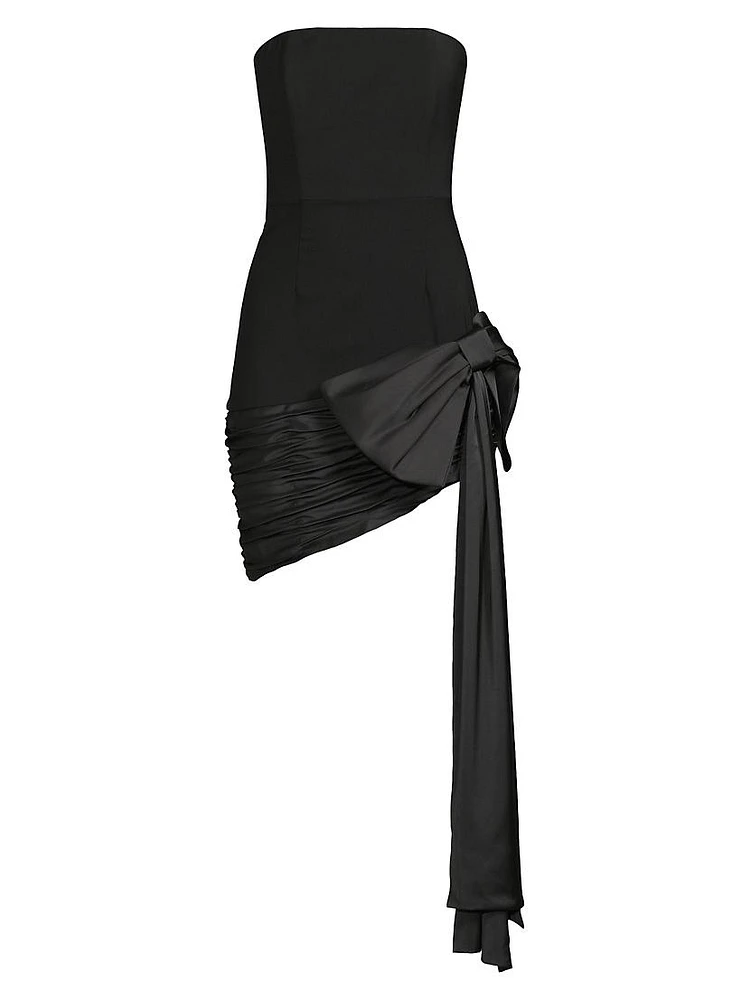 Sloane Crepe-Satin Strapless Asymmetric Minidress