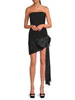 Sloane Crepe-Satin Strapless Asymmetric Minidress