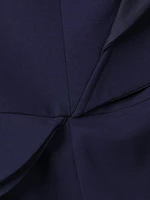 Ruffle Crepe One-Shoulder Gown